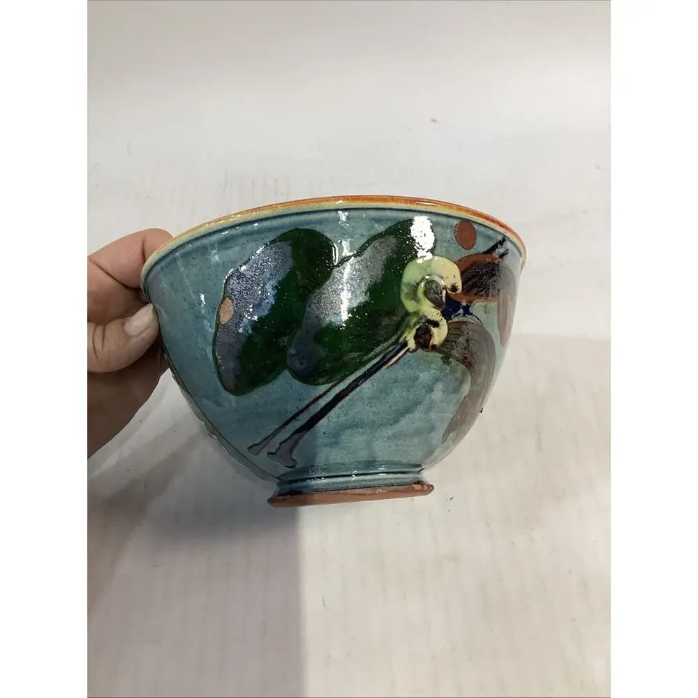 Lot Of 3 Hand Painted Glazed Pottery Bowls - 3.75”Hx6.5”D